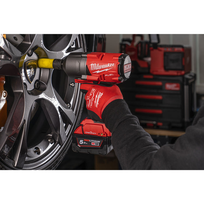 Milwaukee M18ONEFHIWF12-502X 18V FUEL ONE-KEY 1/2'’ High Torque Impact Wrench with Friction Ring, 2x 5.0Ah Batteries, Charger & Case - westbasedirect.com