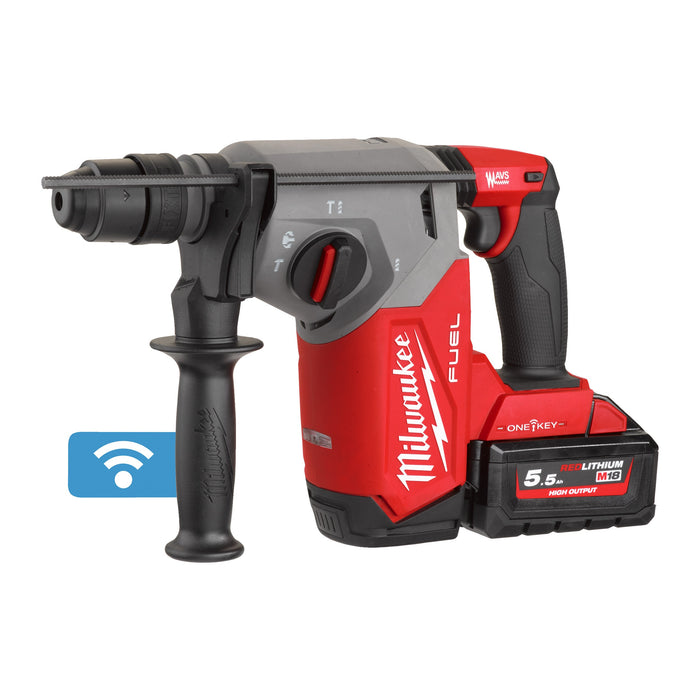 Milwaukee M18ONEFHX-552X-552X 18V FUEL ONE-KEY 26mm SDS+ Hammer Drill with FIXTEC Chuck, 2x 5.5Ah Batteries, Charger & Case - westbasedirect.com