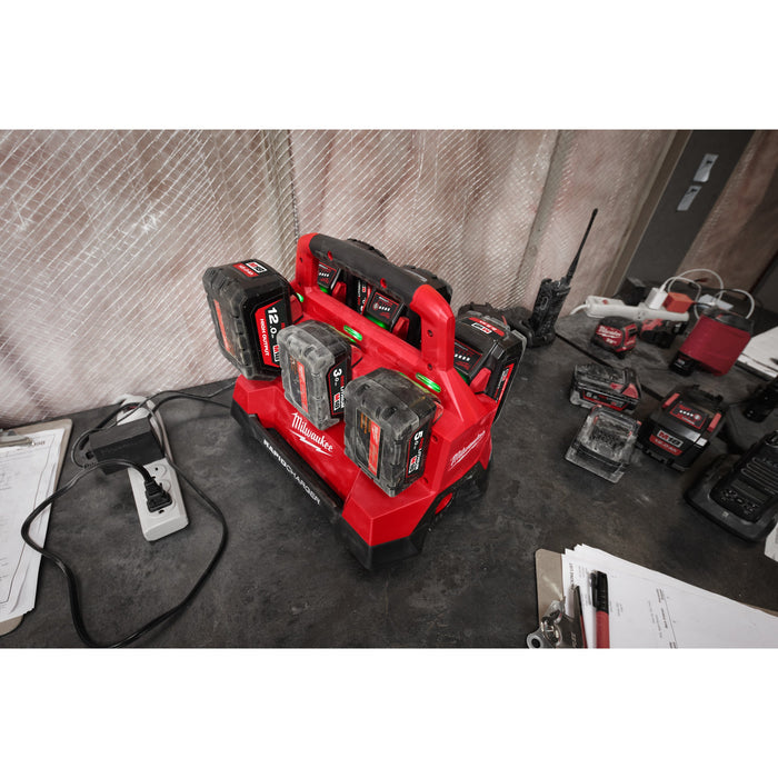 Milwaukee M18PC6 6-Bay+M18B4 Kit - 18V PACKOUT Compatible Charger 240V + 2x M18B4 4.0Ah Li-ion Batteries