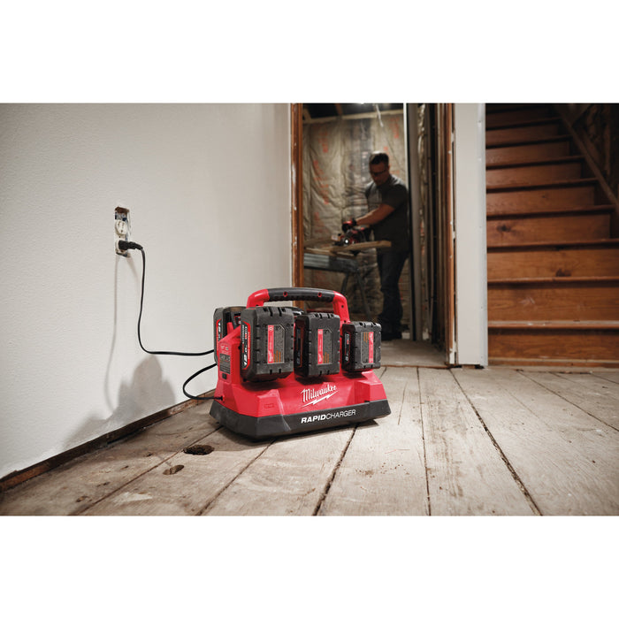 Milwaukee M18PC6 6-Bay+M18B4 Kit - 18V PACKOUT Compatible Charger 240V + 2x M18B4 4.0Ah Li-ion Batteries