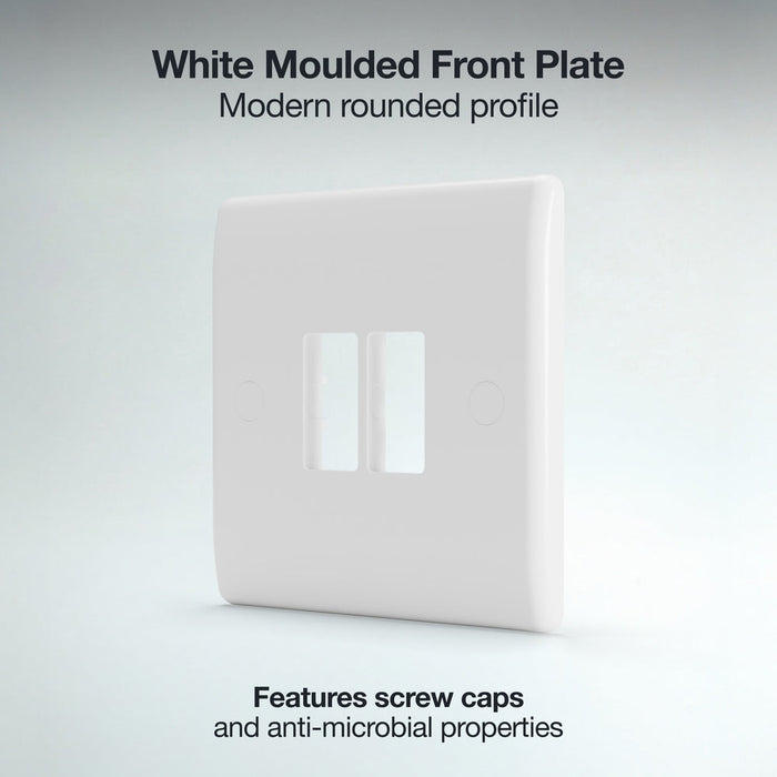 BG GridLite M82 White Moulded 2G Grid Front Plate