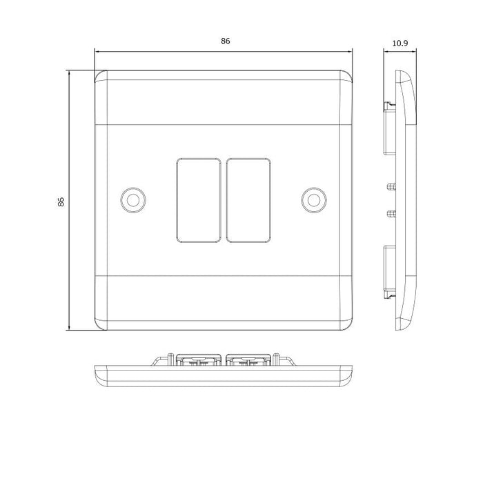 BG GridLite M82 White Moulded 2G Grid Front Plate