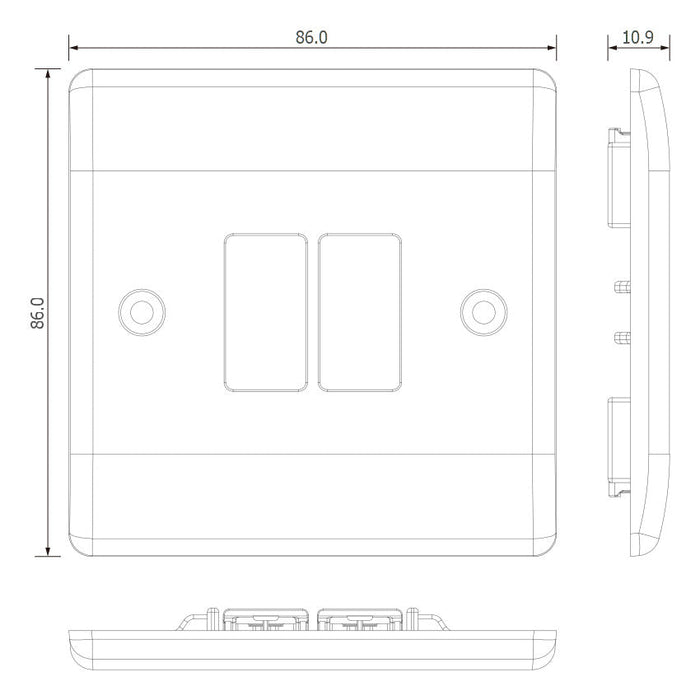 BG GridLite M82 White Moulded 2G Grid Front Plate
