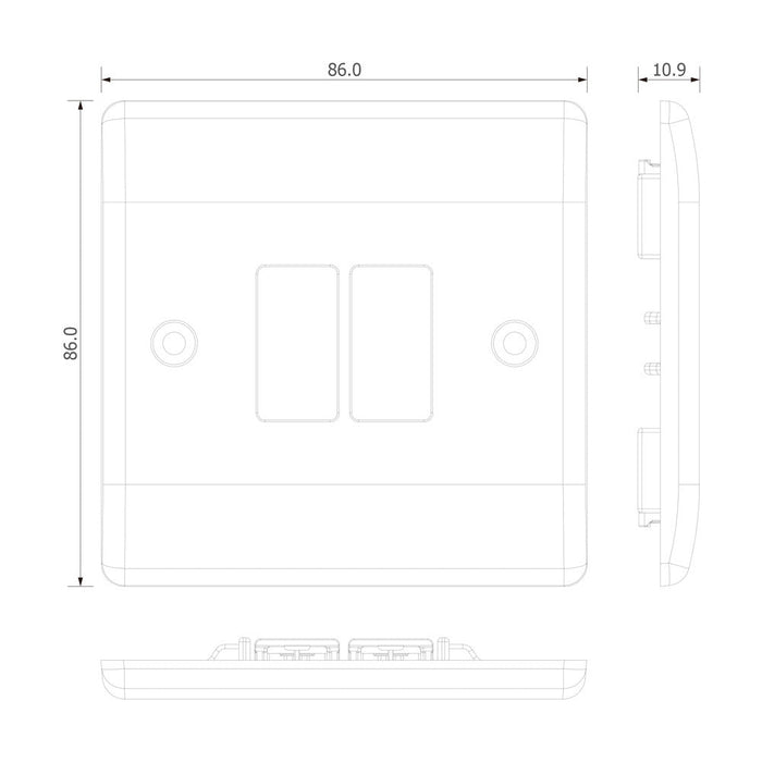 BG GridLite M82 White Moulded 2G Grid Front Plate