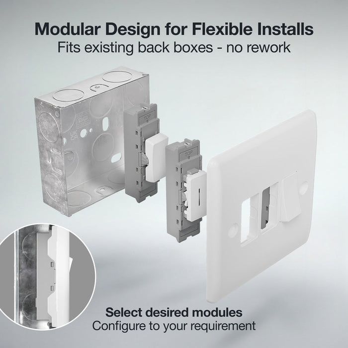 BG GridLite M83 White Moulded 3G Grid Front Plate