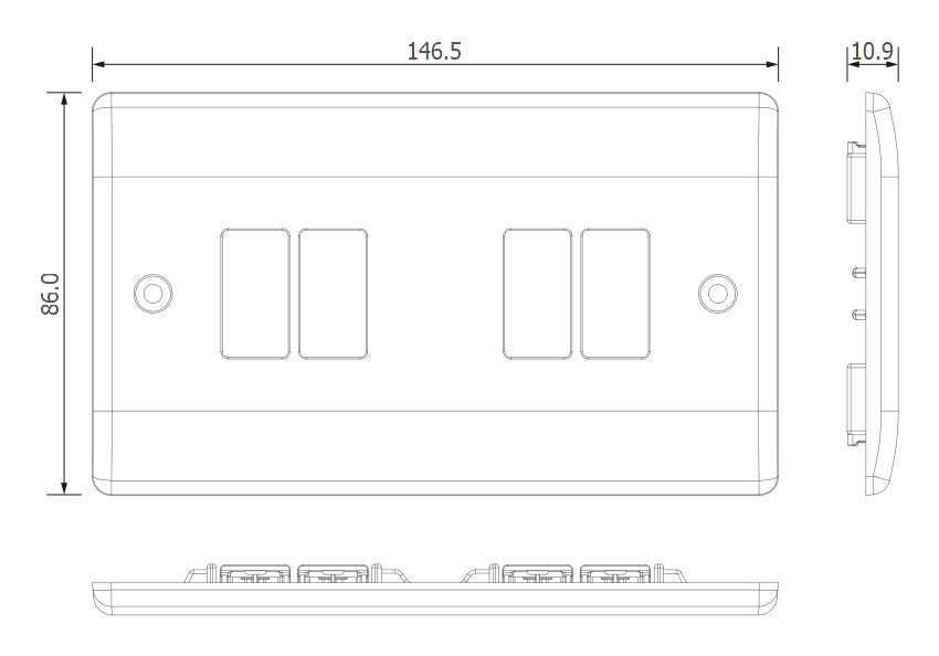 BG GridLite M84 White Moulded 4G Grid Front Plate