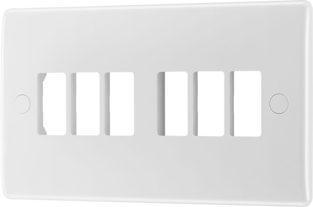 BG GridLite M86 White Moulded 6G Grid Front Plate