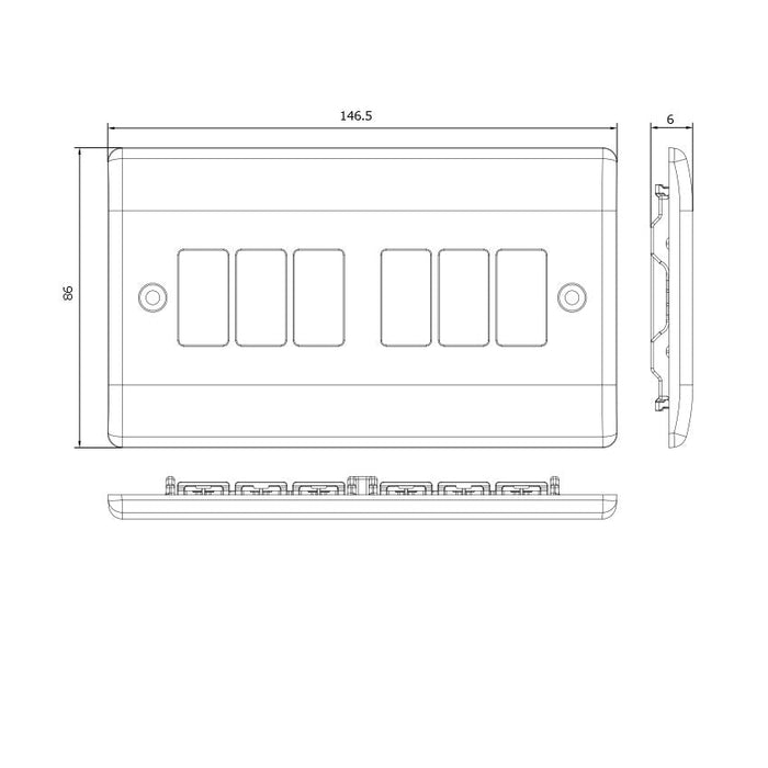 BG GridLite M86 White Moulded 6G Grid Front Plate