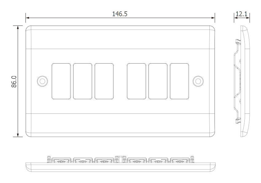 BG GridLite M86 White Moulded 6G Grid Front Plate