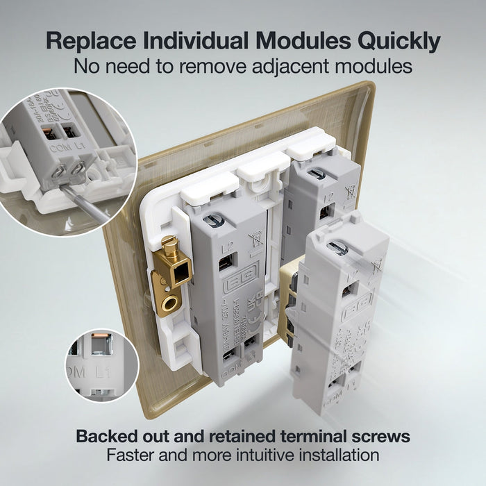 BG GridLite MAB12C 20A SP 2-Way (Centre Off) Switch Module - Antique Brass