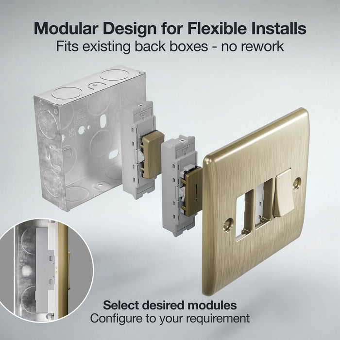 BG GridLite MAB12C 20A SP 2-Way (Centre Off) Switch Module - Antique Brass