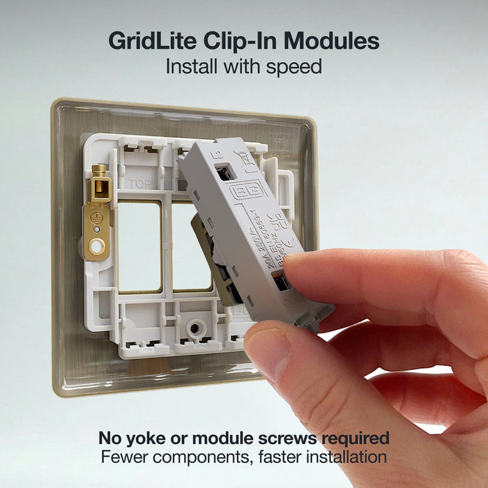 BG GridLite MAB142BELL 20A 2-Way Retractive Switch Module "Bell Symbol" - Antique Brass