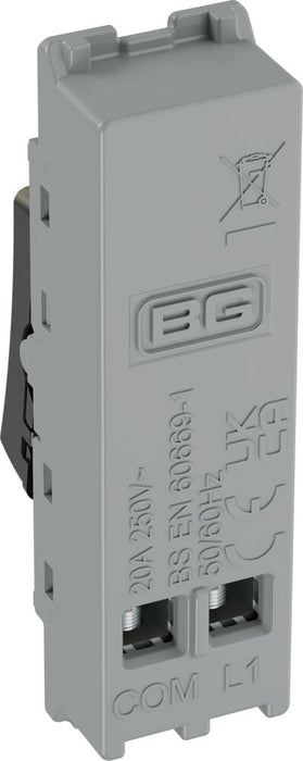 BG GridLite MAB14PR 20A 1-Way Retractive Switch Module "PRESS" - Antique Brass