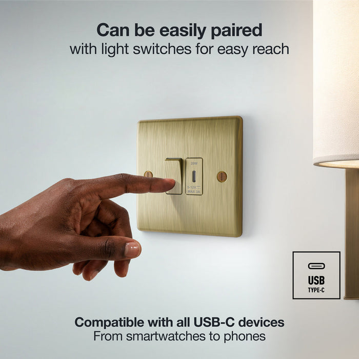 BG GridLite MABUSBC20B 20W USB-C Module - Antique Brass
