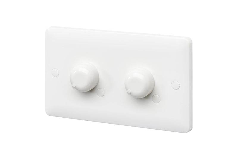 MK Base MB1524WHI White Moulded 2G LED 6-100W Trailing Edge Dimmer - westbasedirect.com