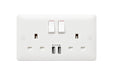 MK Base MB24345WHI White Moulded 13A 2G SP Switched Socket + 2xUSB 2.4A - westbasedirect.com