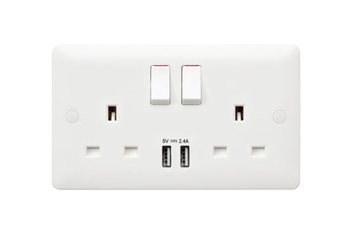 MK Base MB24345WHI White Moulded 13A 2G SP Switched Socket + 2xUSB 2.4A - westbasedirect.com