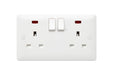 MK Base MB2647DPWHI White Moulded 13A 2G DP Switched Socket + Neon - westbasedirect.com