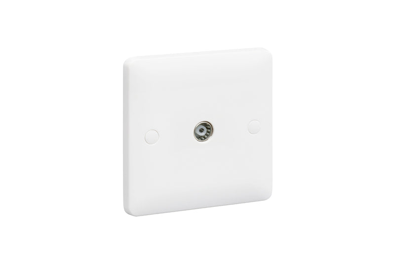 MK Base MB3521WHI White Moulded 1G Single TV Socket Outlet Female (Non-Isolated) - westbasedirect.com