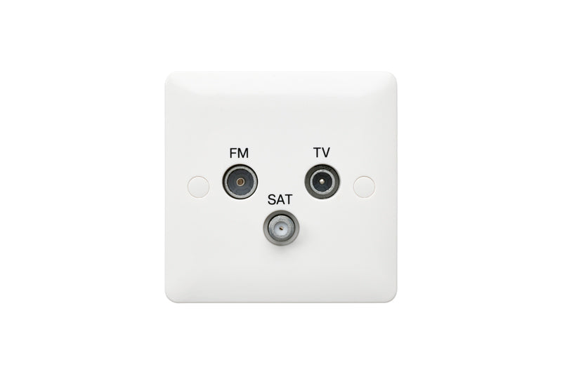 MK Base MB3553WHI White Moulded 1G Triple TV/FM/SAT Triplexer Outlet - westbasedirect.com