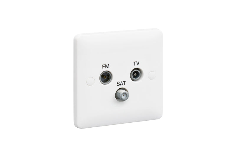 MK Base MB3553WHI White Moulded 1G Triple TV/FM/SAT Triplexer Outlet - westbasedirect.com