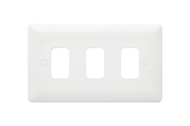 MK Base MB3633WHI White Moulded 3G Grid Front Plate - westbasedirect.com