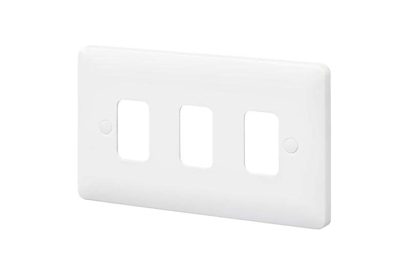 MK Base MB3633WHI White Moulded 3G Grid Front Plate - westbasedirect.com