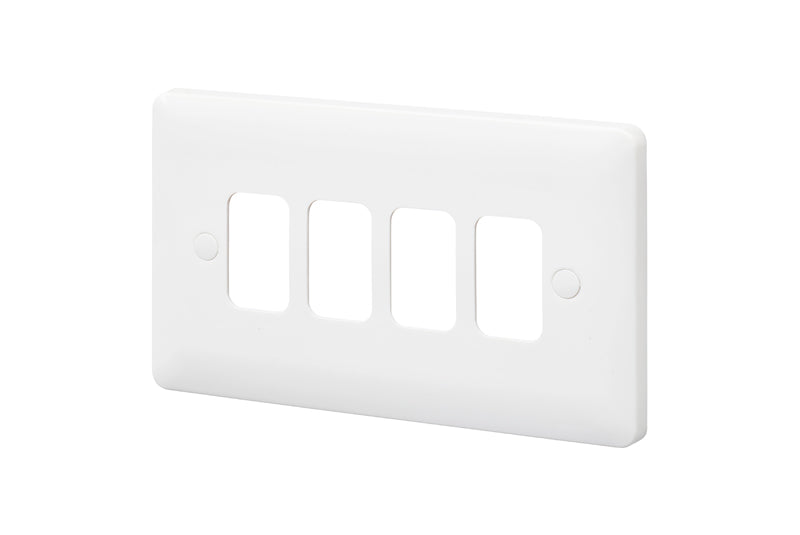 MK Base MB3634WHI White Moulded 4G Grid Front Plate - westbasedirect.com