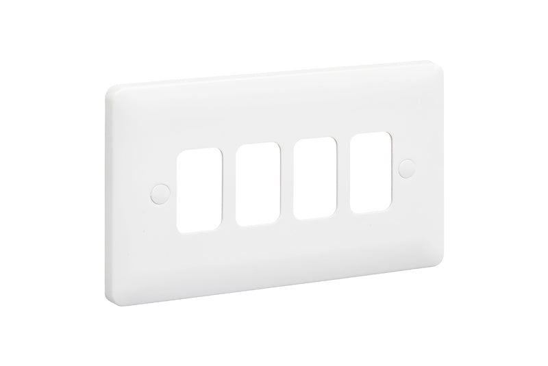 MK Base MB3634WHI White Moulded 4G Grid Front Plate - westbasedirect.com