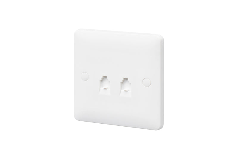 MK Base MB418WHI White Moulded 1G Double RJ11 Telephone Socket - westbasedirect.com