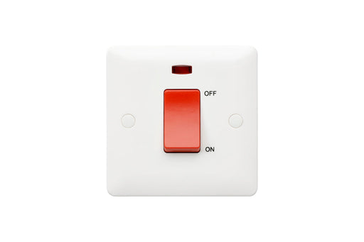 MK Base MB5205NWHI White Moulded 45A 1G DP Switch + Neon (Small) - westbasedirect.com