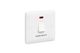 MK Base MB8423WHWHI White Moulded 20AX 1G DP Switch + Neon marked Water Heater - westbasedirect.com