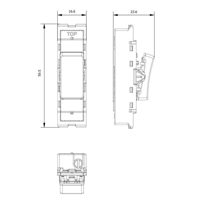 BG GridLite MBN12 20A 16AX SP 2-Way Switch Module - Black Nickel