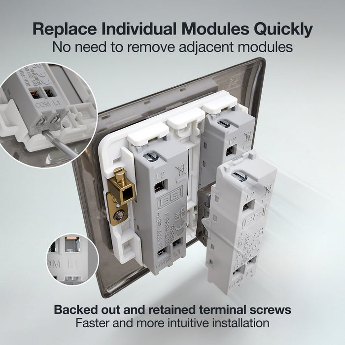 BG GridLite MBN12C 20A SP 2-Way (Centre Off) Switch Module - Black Nickel