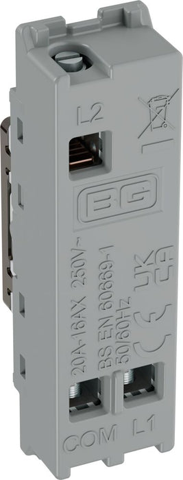BG GridLite MBN12EL 20A 16AX SP 2-Way Key Switch Module "EMG LTG TEST" - Black Nickel
