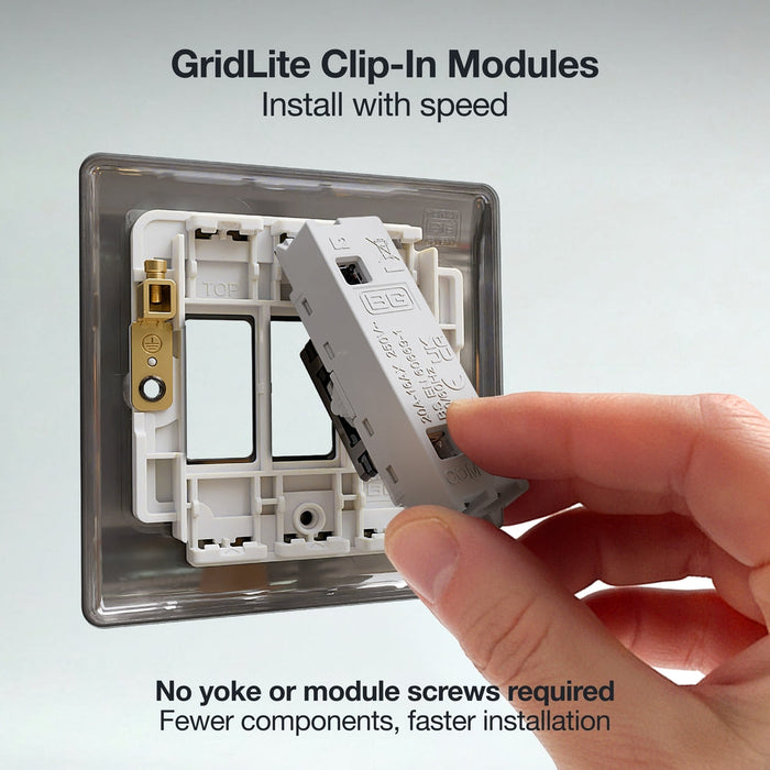 BG GridLite MBN12EL 20A 16AX SP 2-Way Key Switch Module "EMG LTG TEST" - Black Nickel