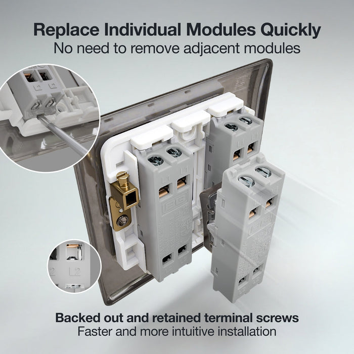 BG GridLite MBN13 20A 16AX 2-Way Intermediate Switch Module - Black Nickel