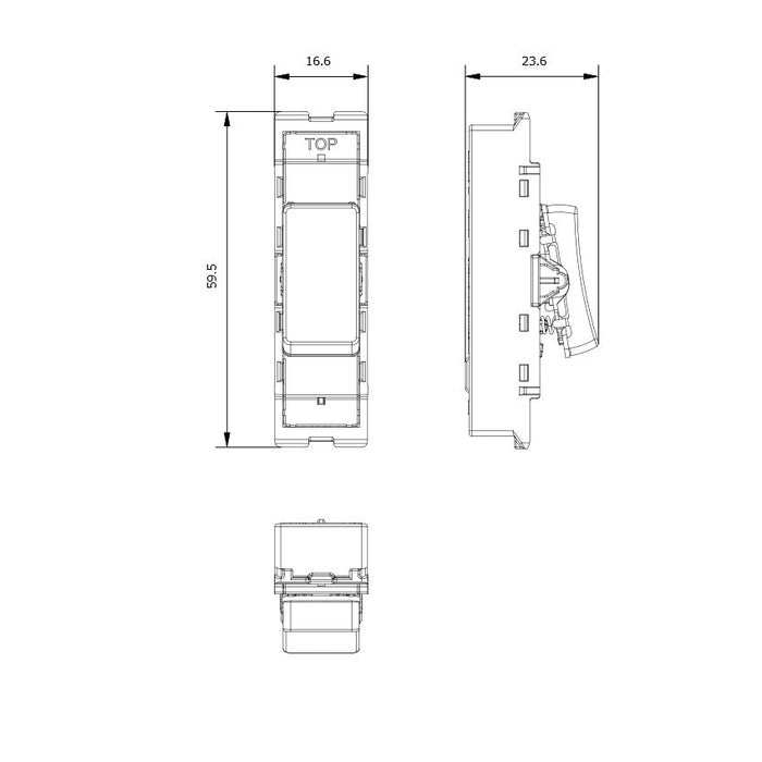 BG GridLite MBN14 20A 1-Way Retractive Switch Module - Black Nickel