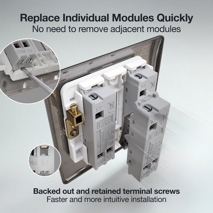 BG GridLite MBN142BELL 20A 2-Way Retractive Switch Module "Bell Symbol" - Black Nickel