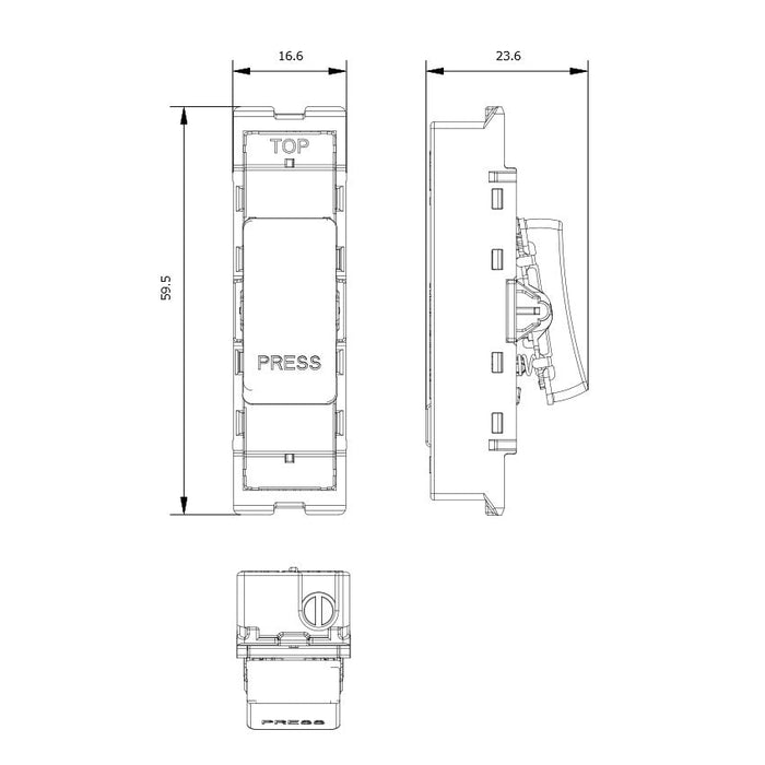 BG GridLite MBN142PR 20A 2-Way Retractive Switch Module "PRESS" - Black Nickel