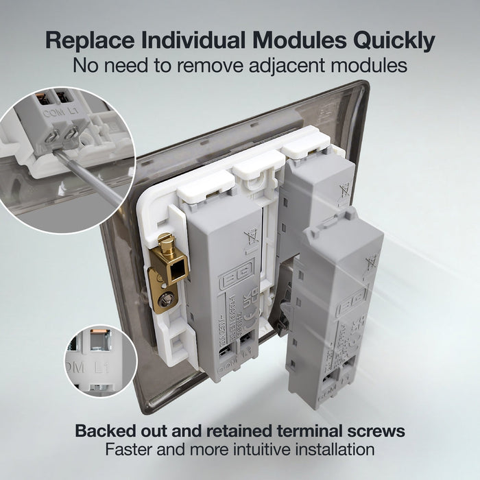 BG GridLite MBN14BELL 20A 1-Way Retractive Switch Module "Bell Symbol" - Black Nickel