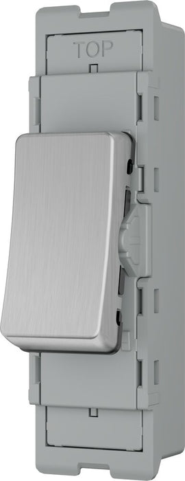 BG GridLite MBS12 20A 16AX SP 2-Way Switch Module - Brushed Steel