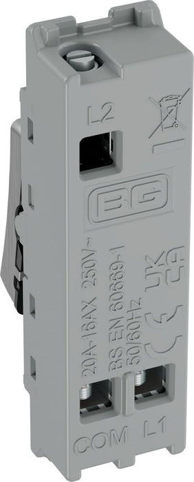 BG GridLite MBS12 20A 16AX SP 2-Way Switch Module - Brushed Steel