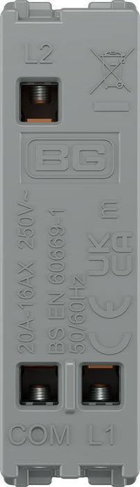 BG GridLite MBS12C 20A SP 2-Way (Centre Off) Switch Module - Brushed Steel