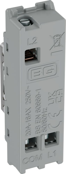 BG GridLite MBS12EL 20A 16AX SP 2-Way Key Switch Module "EMG LTG TEST" - Brushed Steel