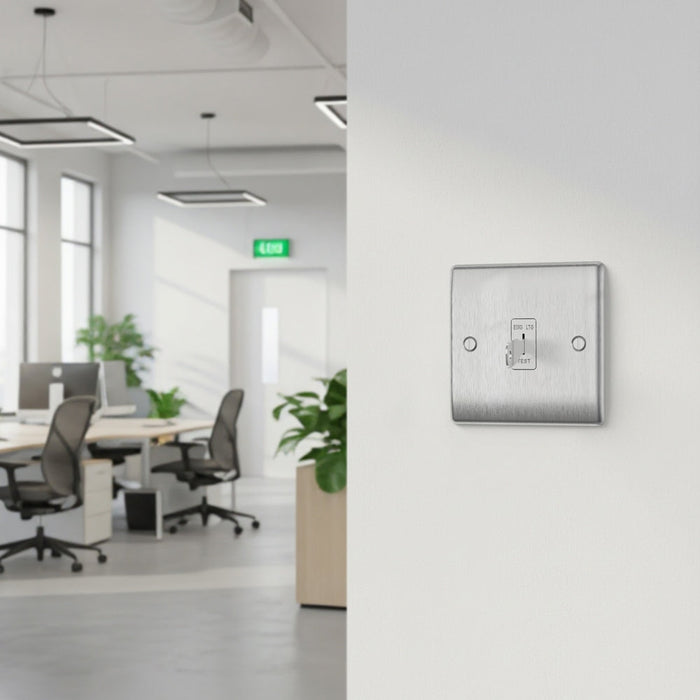 BG GridLite MBS12EL 20A 16AX SP 2-Way Key Switch Module "EMG LTG TEST" - Brushed Steel