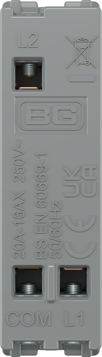 BG GridLite MBS12KY 20A 16AX SP 2-Way Key Switch Module - Brushed Steel