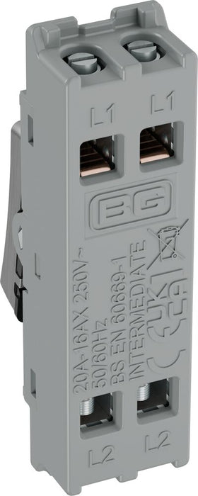 BG GridLite MBS13 20A 16AX 2-Way Intermediate Switch Module - Brushed Steel