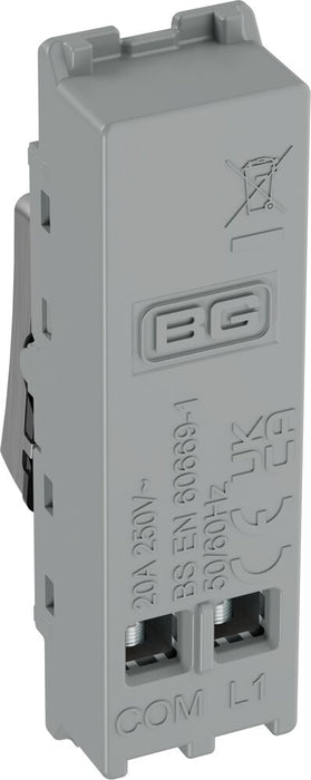 BG GridLite MBS14 20A 1-Way Retractive Switch Module - Brushed Steel