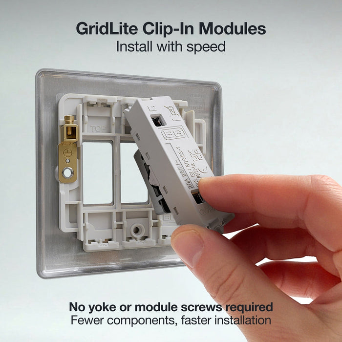 BG GridLite MBS142 20A 2-Way Retractive Switch Module - Brushed Steel